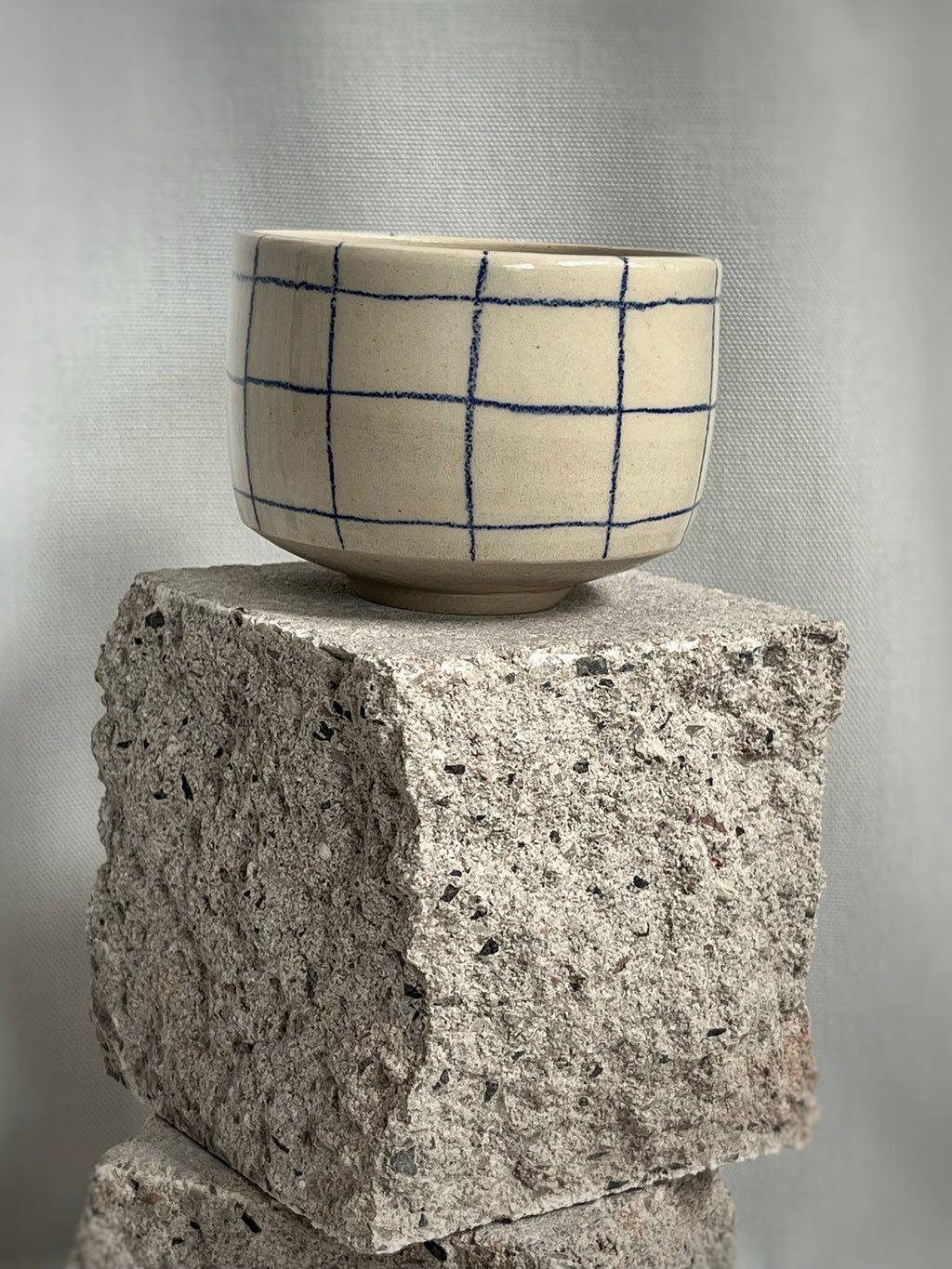 Becher Blau Kariert