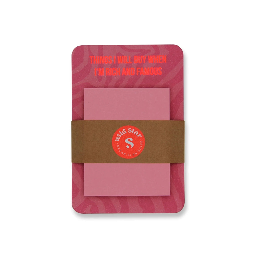 Haftnotizblock "Things I will buy when I'm rich and famous"