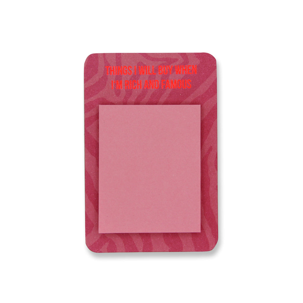 Haftnotizblock "Things I will buy when I'm rich and famous"